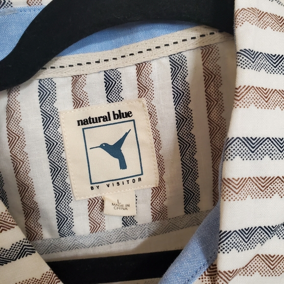 NWT Natural Blue Men's Button Up Linen Shirt - Picture 4 of 5